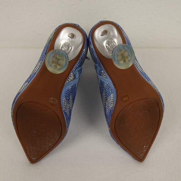 Gianni Bini Alfiee Checkered Rhinestone Flared Heeled Booties Size 5 - Picture 6 of 9